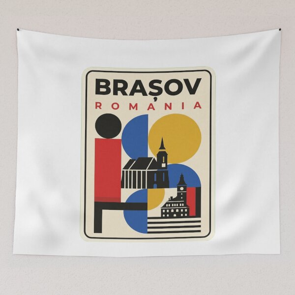 Item preview, Retro Brașov Bauhaus Geometric Skyline designed and sold by k3rstman1.