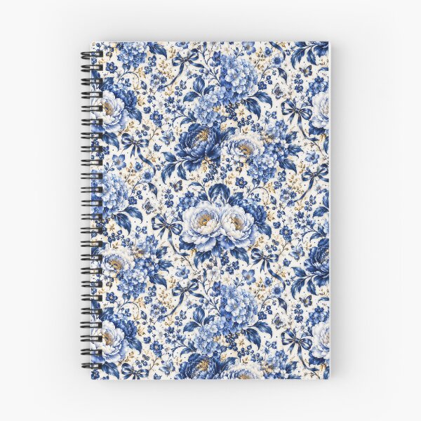 Item preview, Blue Porcelain Floral – Cobalt Flowers + Coquette Bows Pattern designed and sold by FaithArt777.
