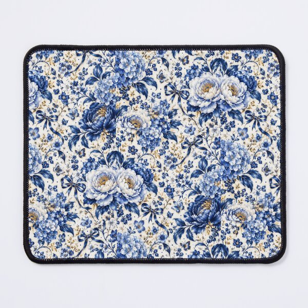 Item preview, Blue Porcelain Floral – Cobalt Flowers + Coquette Bows Pattern designed and sold by FaithArt777.