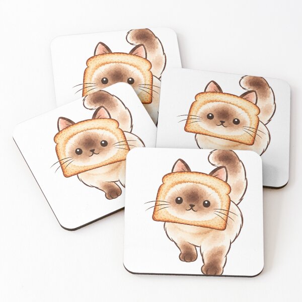 Item preview, Cute Chubby Siamese Cat Wearing Toast - Ferdi designed and sold by ZirionEstudio.
