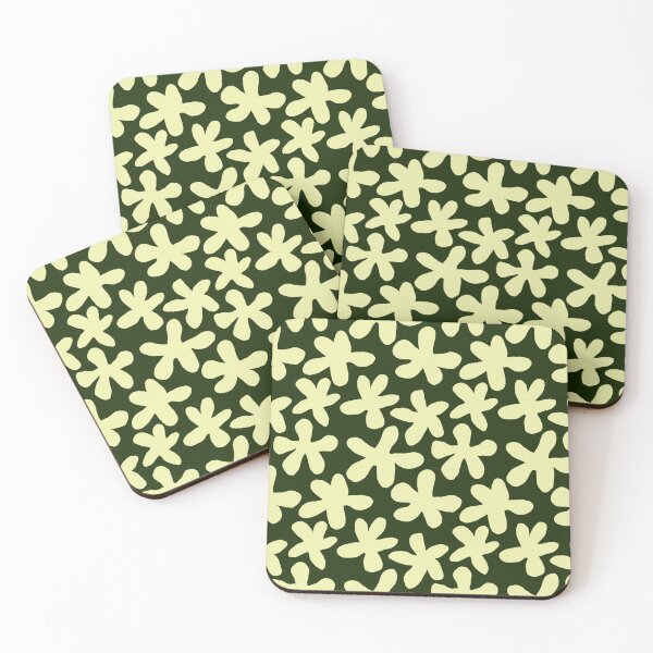 Item preview, Pale Yellow Daisy Flowers Dark Green Seamless Pattern designed and sold by IriArt-Designs.