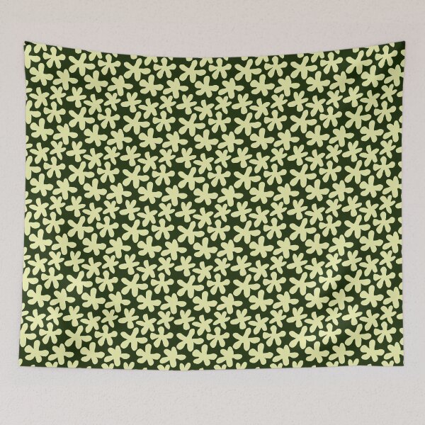 Item preview, Pale Yellow Daisy Flowers Dark Green Seamless Pattern designed and sold by IriArt-Designs.