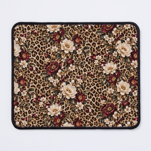 Item preview, Floral Leopard Pattern – Luxury Animal Print + Burgundy Flowers designed and sold by FaithArt777.