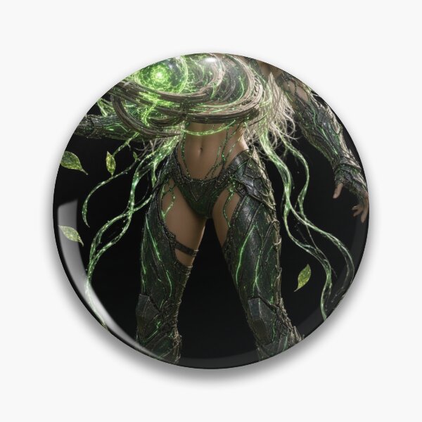 Item preview, Cyber Druid Herbalist 2 - Neon Emerald Bio Energy Girl designed and sold by EvolutionMerch.