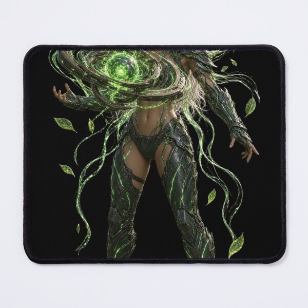 Item preview, Cyber Druid Herbalist 2 - Neon Emerald Bio Energy Girl designed and sold by EvolutionMerch.