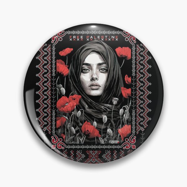 Item preview, Palestinian Woman with Poppies and Tatreez designed and sold by Freedom Maker.