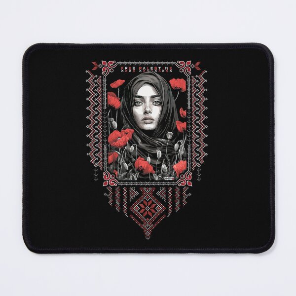 Item preview, Palestinian Woman with Poppies and Tatreez designed and sold by Freedom Maker.