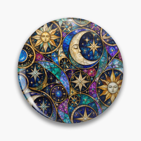 Item preview, Celestial Stained Glass – Sun Moon + Jewel Star Pattern designed and sold by FaithArt777.