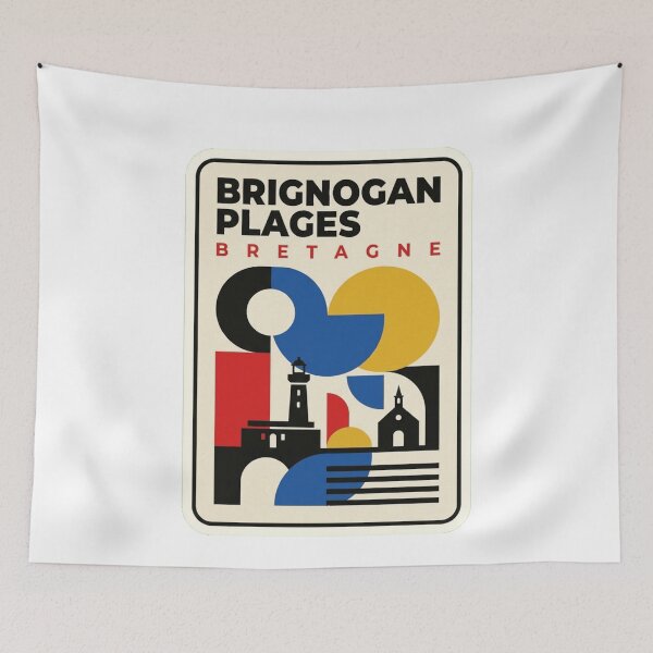 Item preview, Retro Brignogan Plages Bauhaus Geometric Skyline designed and sold by k3rstman1.