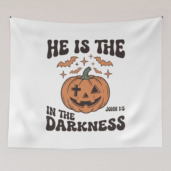 Item preview, Christian Halloween Pumpkin Cross John 1 5 designed and sold by KroghDs.