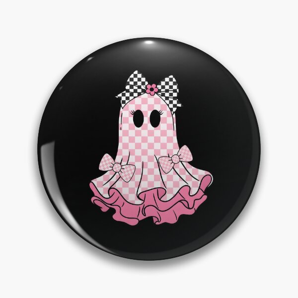 Item preview, Cute Pink Halloween Ghost Girl Checkered Bow designed and sold by KroghDs.