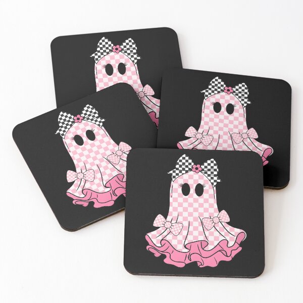 Item preview, Cute Pink Halloween Ghost Girl Checkered Bow designed and sold by KroghDs.
