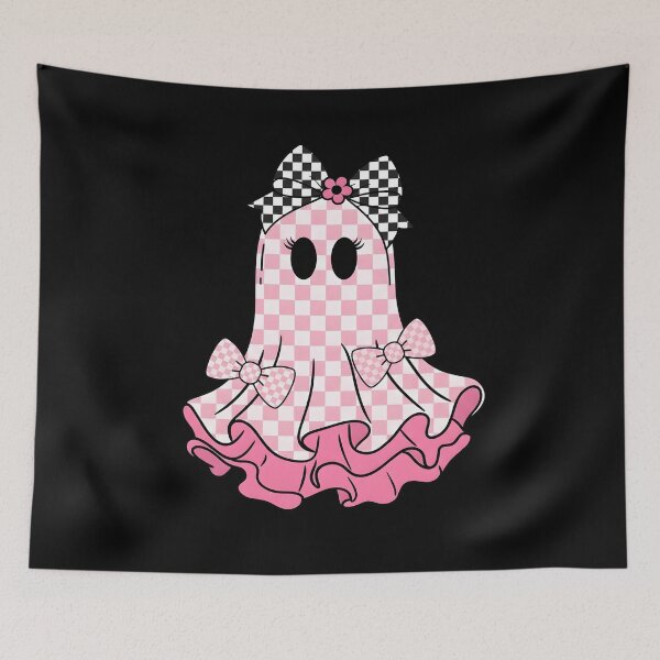 Item preview, Cute Pink Halloween Ghost Girl Checkered Bow designed and sold by KroghDs.