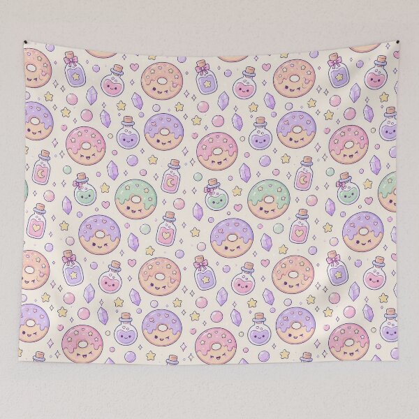 Item preview, Kawaii Potion Donut Pastel Pattern designed and sold by Soft Berry Studio.