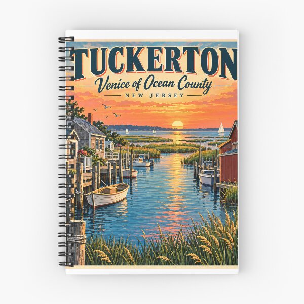 Item preview, Tuckerton New Jersey – Venice of Ocean County Vintage Travel Poster designed and sold by Past in Threads.