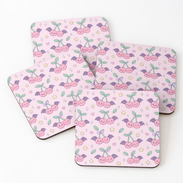 Item preview, Kawaii Bat Cherry Pastel Pattern designed and sold by Soft Berry Studio.