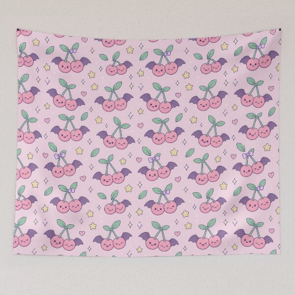 Item preview, Kawaii Bat Cherry Pastel Pattern designed and sold by Soft Berry Studio.