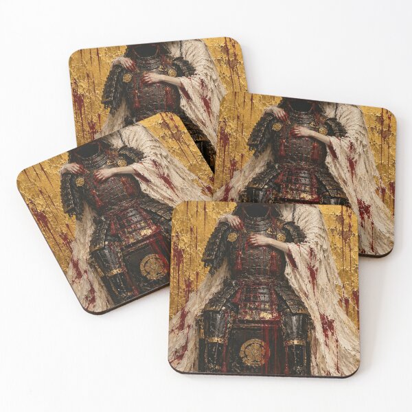 Item preview, Ivory-Robed Woman with Black and Gold Samurai Armor designed and sold by MouradStudio.