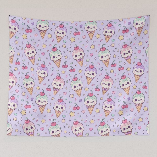 Item preview, Kawaii Skull Ice Cream Pastel Pattern designed and sold by Soft Berry Studio.