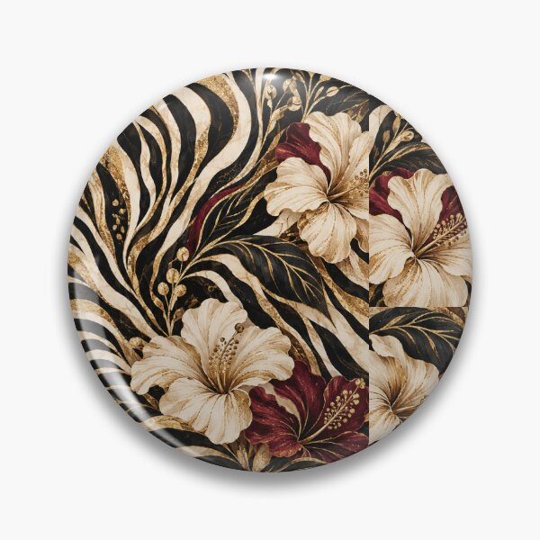 Item preview, Zebra Floral Pattern – Black Gold Animal Print + Burgundy Flowers designed and sold by FaithArt777.