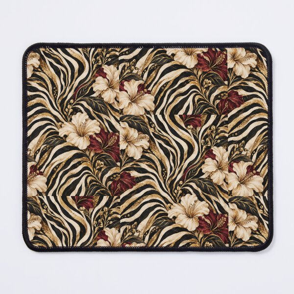 Item preview, Zebra Floral Pattern – Black Gold Animal Print + Burgundy Flowers designed and sold by FaithArt777.
