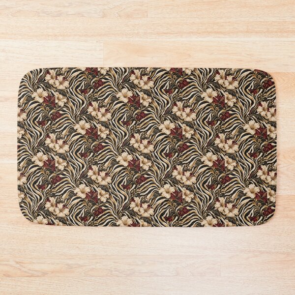 Item preview, Zebra Floral Pattern – Black Gold Animal Print + Burgundy Flowers designed and sold by FaithArt777.