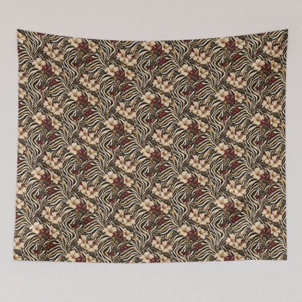 Item preview, Zebra Floral Pattern – Black Gold Animal Print + Burgundy Flowers designed and sold by FaithArt777.