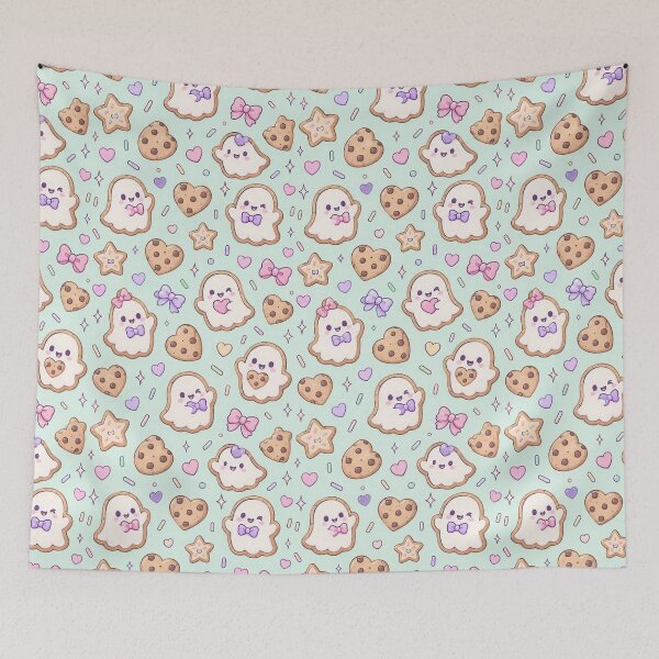 Item preview, Kawaii Ghost Cookie Pastel Pattern designed and sold by Soft Berry Studio.