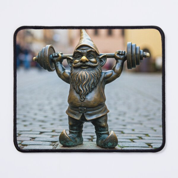 Item preview, Gnome Lifting Weights Art Print – Fitness Gift, Poland Travel Decor designed and sold by Purrfecta.