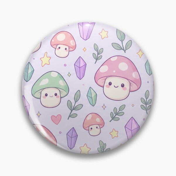 Item preview, Kawaii Crystal Mushroom Pastel Pattern designed and sold by Soft Berry Studio.