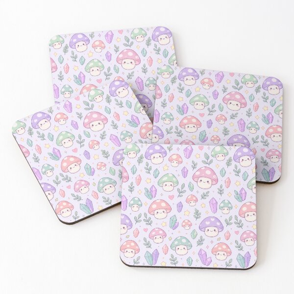 Item preview, Kawaii Crystal Mushroom Pastel Pattern designed and sold by Soft Berry Studio.