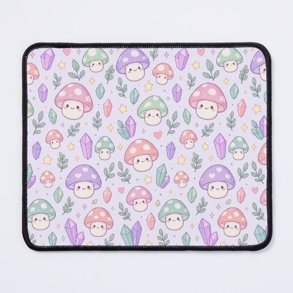 Item preview, Kawaii Crystal Mushroom Pastel Pattern designed and sold by Soft Berry Studio.