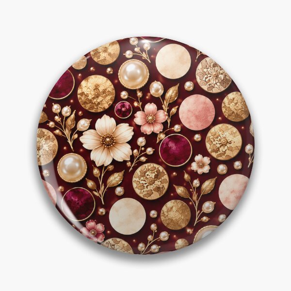 Item preview, Burgundy Polka Dot Pattern – Pearl + Gold Floral Dots designed and sold by FaithArt777.