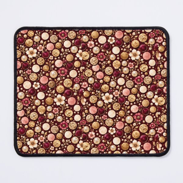 Item preview, Burgundy Polka Dot Pattern – Pearl + Gold Floral Dots designed and sold by FaithArt777.