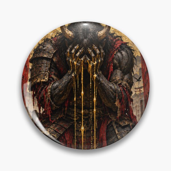 Item preview, Horned Samurai Beneath a Red Torii with Golden Drips designed and sold by MouradStudio.