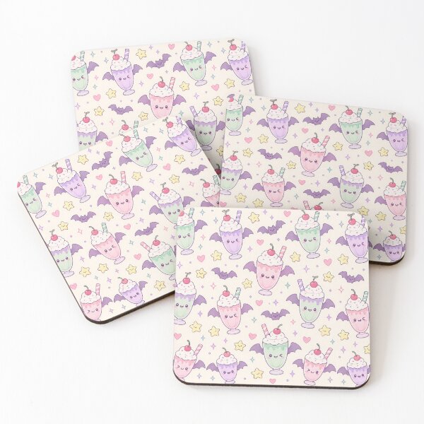 Item preview, Kawaii Bat Milkshake Pastel Pattern designed and sold by Soft Berry Studio.