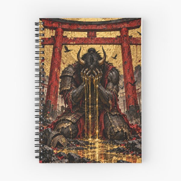 Item preview, Horned Samurai Beneath a Red Torii with Golden Drips designed and sold by MouradStudio.