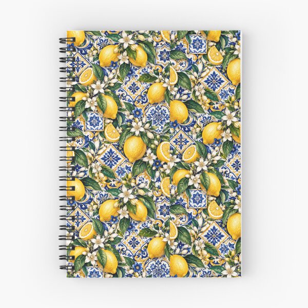 Item preview, Mediterranean Lemon Pattern – Blue Tile + Citrus Garden designed and sold by FaithArt777.