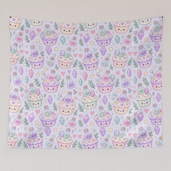 Item preview, Kawaii Potion Cupcake Pastel Pattern designed and sold by Soft Berry Studio.