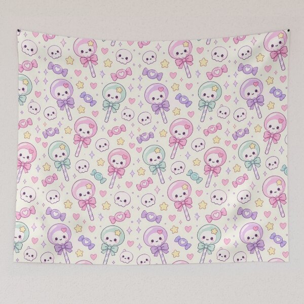 Item preview, Kawaii Skull Lollipop Pastel Pattern designed and sold by Soft Berry Studio.