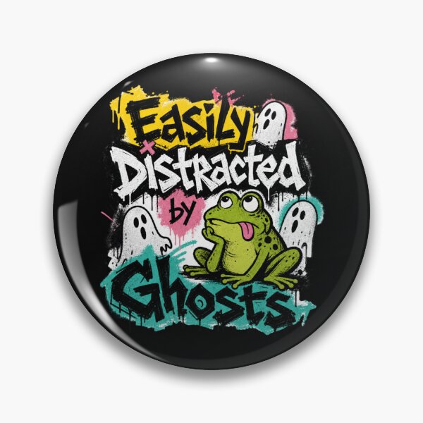 Item preview, Easily Distracted By Ghosts Funny Frog T-Shirt | Cute Goofy Toad Yellow Teal Graffiti Spooky Halloween Gift designed and sold by illeN-Art-World.