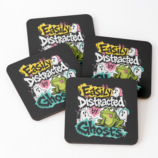 Item preview, Easily Distracted By Ghosts Funny Frog T-Shirt | Cute Goofy Toad Yellow Teal Graffiti Spooky Halloween Gift designed and sold by illeN-Art-World.