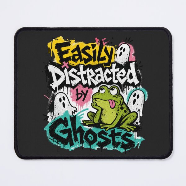 Item preview, Easily Distracted By Ghosts Funny Frog T-Shirt | Cute Goofy Toad Yellow Teal Graffiti Spooky Halloween Gift designed and sold by illeN-Art-World.