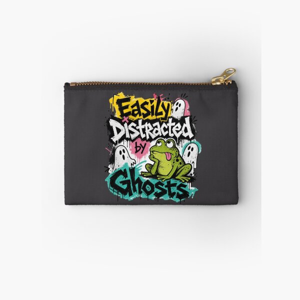 Item preview, Easily Distracted By Ghosts Funny Frog T-Shirt | Cute Goofy Toad Yellow Teal Graffiti Spooky Halloween Gift designed and sold by illeN-Art-World.