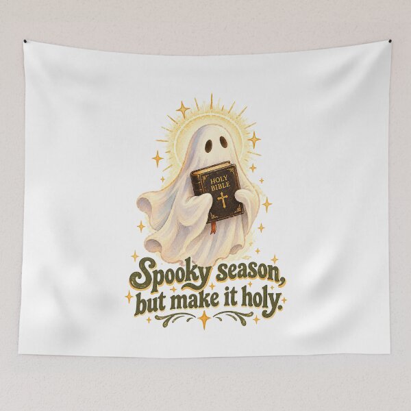 Item preview, Spooky Season But Make It Holy - Cute Christian Ghost With Holy Bible designed and sold by Neurospicy Trolls.