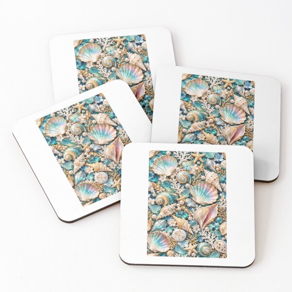 Item preview, Opaline Seashell Pattern – Iridescent Shells + Pearl Ocean Treasure designed and sold by FaithArt777.