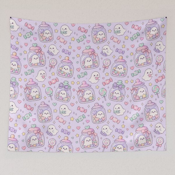 Item preview, Kawaii Ghost Candy Jar Pastel Pattern designed and sold by Soft Berry Studio.
