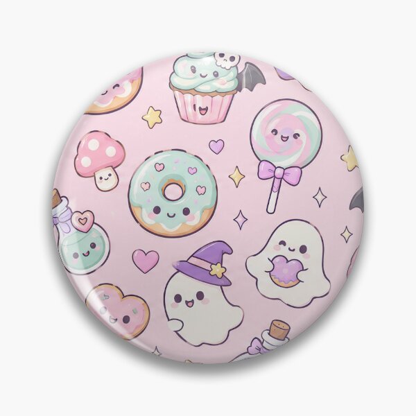 Item preview, Kawaii Pastel Spooky Snack Mix Pattern designed and sold by Soft Berry Studio.