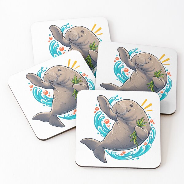 Item preview, Cheerful Dugong with Seagrass Ocean Cartoon designed and sold by RAX Mirth Studio.