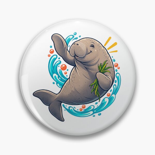 Item preview, Cheerful Dugong with Seagrass Ocean Cartoon designed and sold by RAX Mirth Studio.